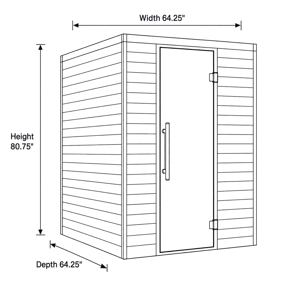 2 Person Indoor Auroom Baia dimensions diagram