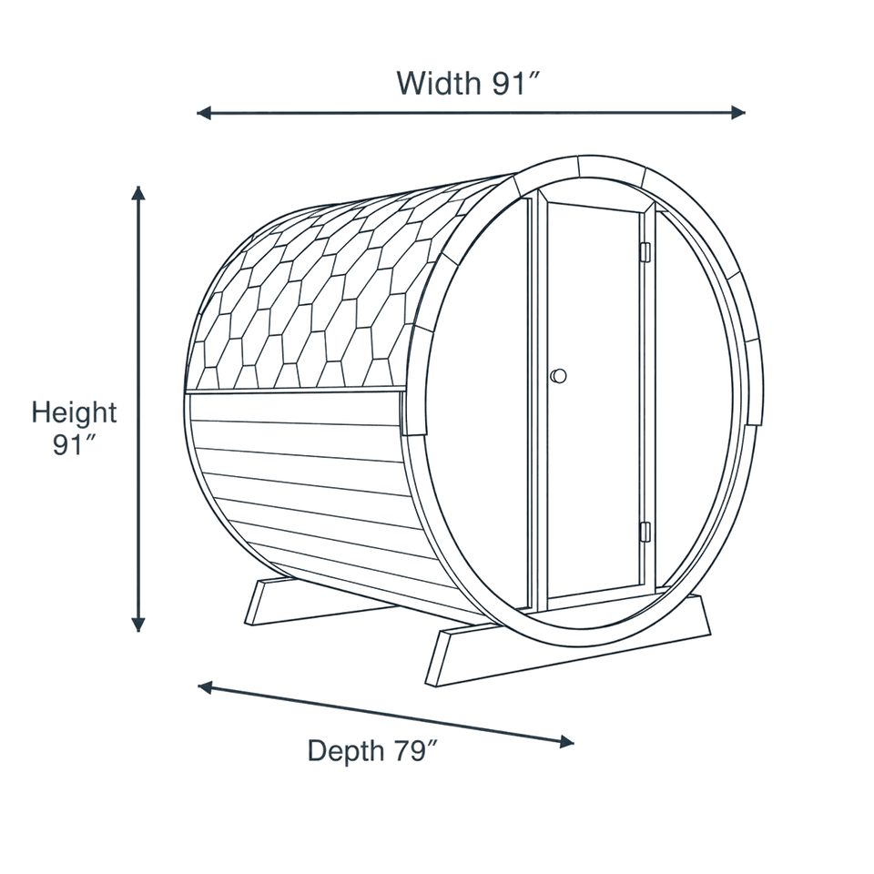 6 Person Barrel Sauna - EE8G dimensions diagram