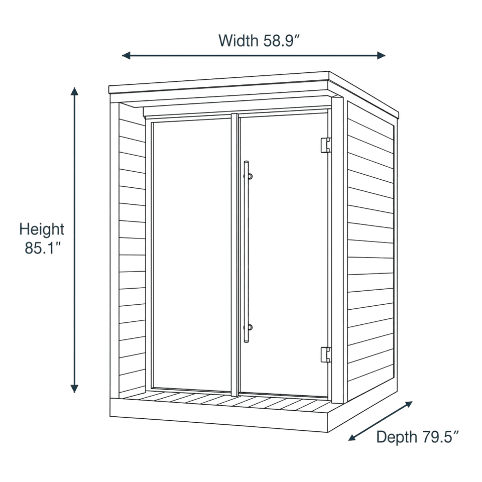 4 Person Outdoor Sauna - Model GL4 dimensions diagram