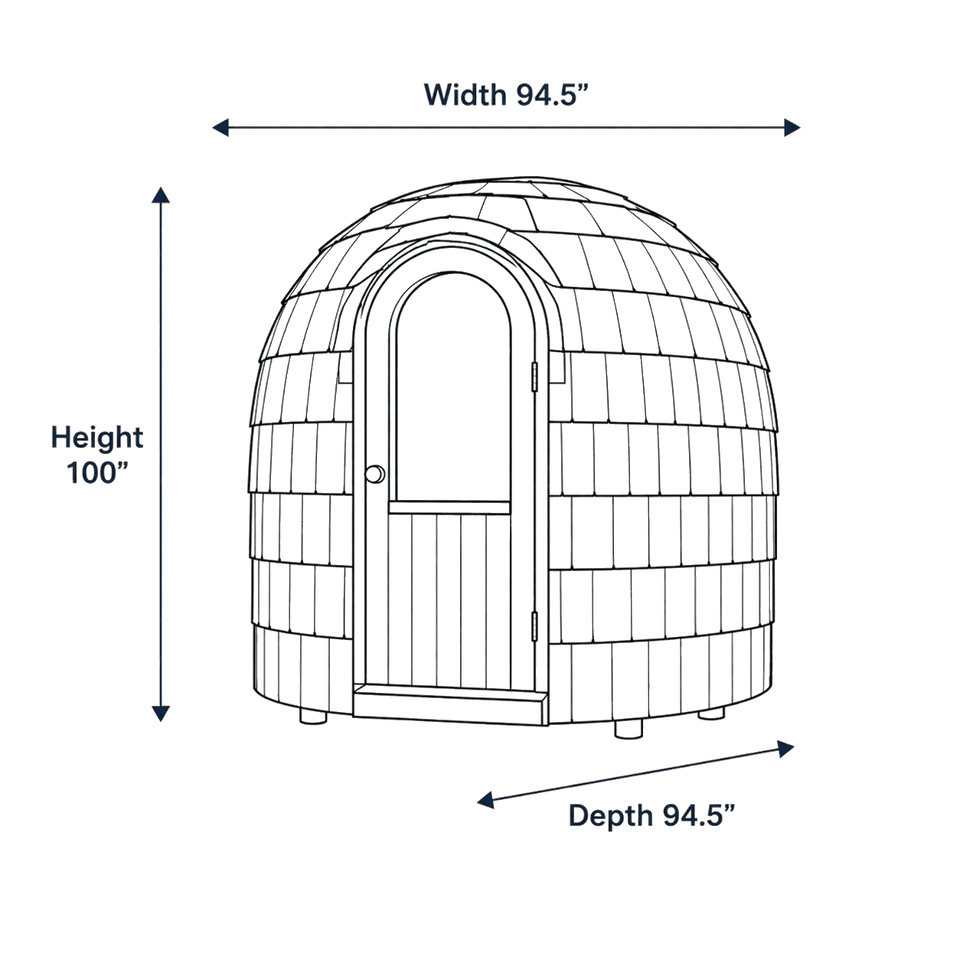 4 Person Outdoor Sauna - Iglucraft Single dimensions diagram