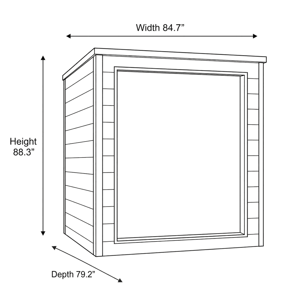 6 Person Hybrid Outdoor Sauna (PureTech™ Full Spectrum IR or Traditional Stove) - Karlstad dimensions diagram