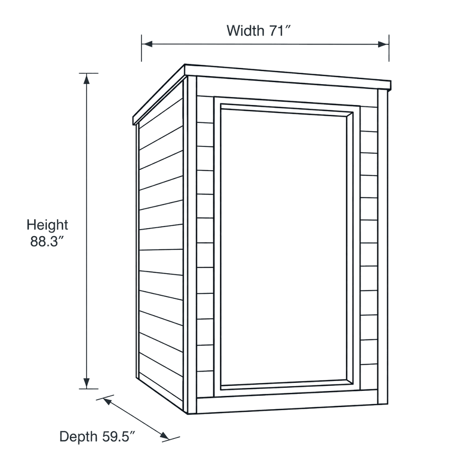 2 Person Hybrid Outdoor Sauna (PureTech™ Full Spectrum IR or Traditional Stove) - Nora dimensions diagram