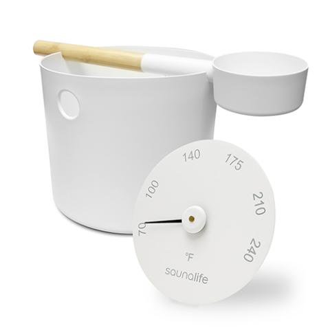 Aluminum 1-Gallon Sauna Bucket Set with Wood Ladle and Thermometer