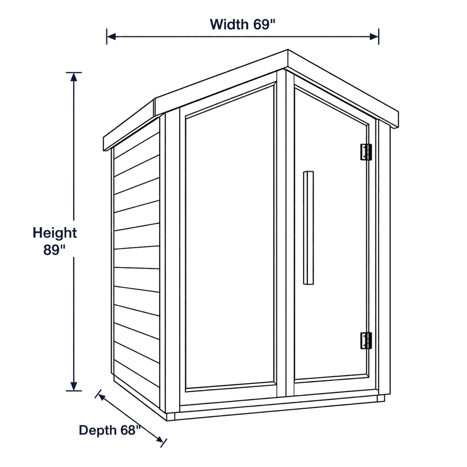 3 Person Outdoor Traditional Sauna - Savonlinna dimensions diagram