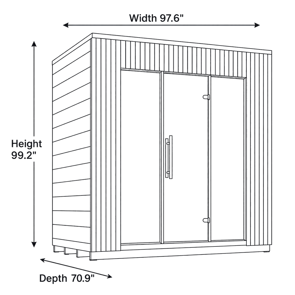 4 Person Outdoor Sauna - Leil® Viva 250 dimensions diagram