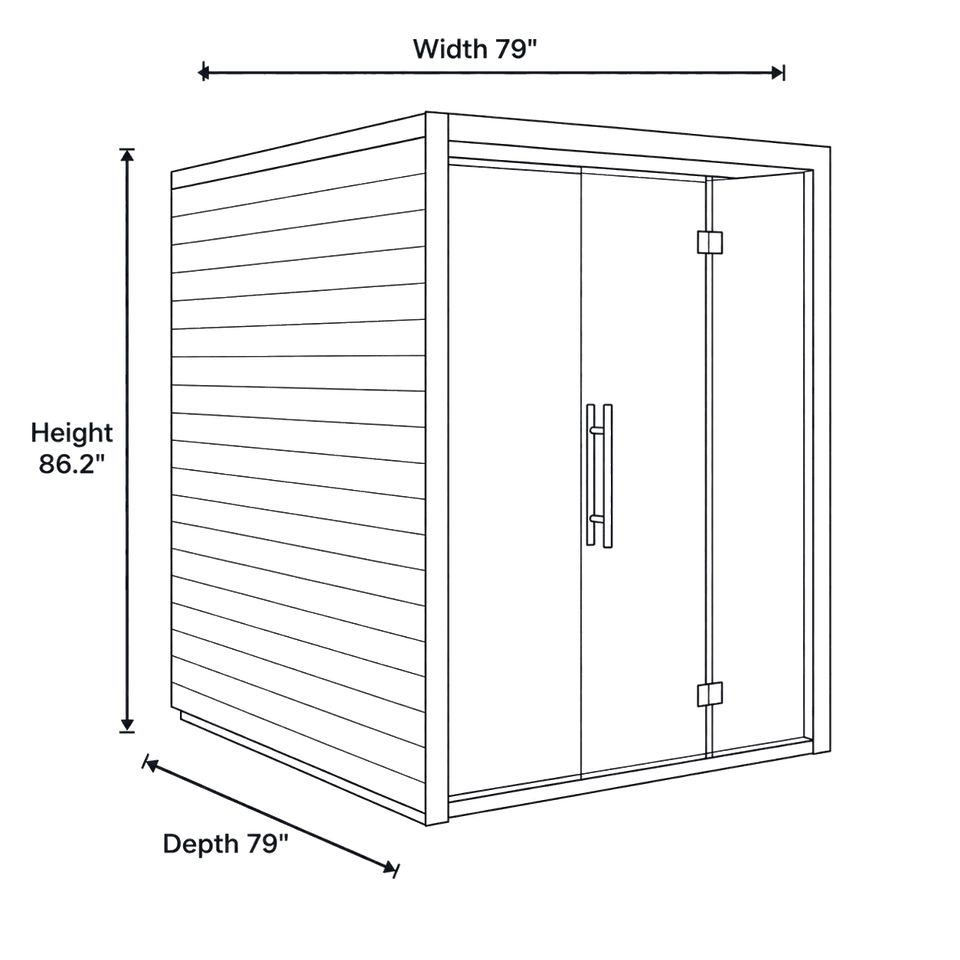 2 - 5 Person Indoor Auroom Vulcana dimensions diagram