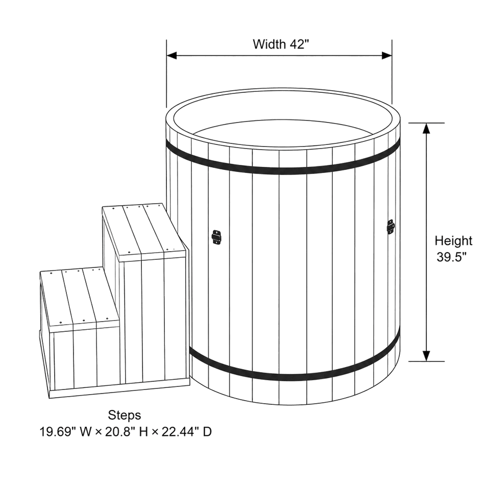Barrel Cold Plunge dimensions diagram