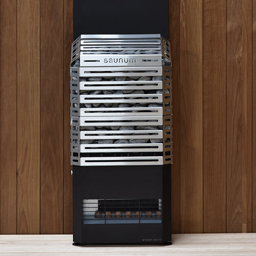 Saunum AIR 7 Heater, AirIQ WiFi, and Stones (Stainless Steel)