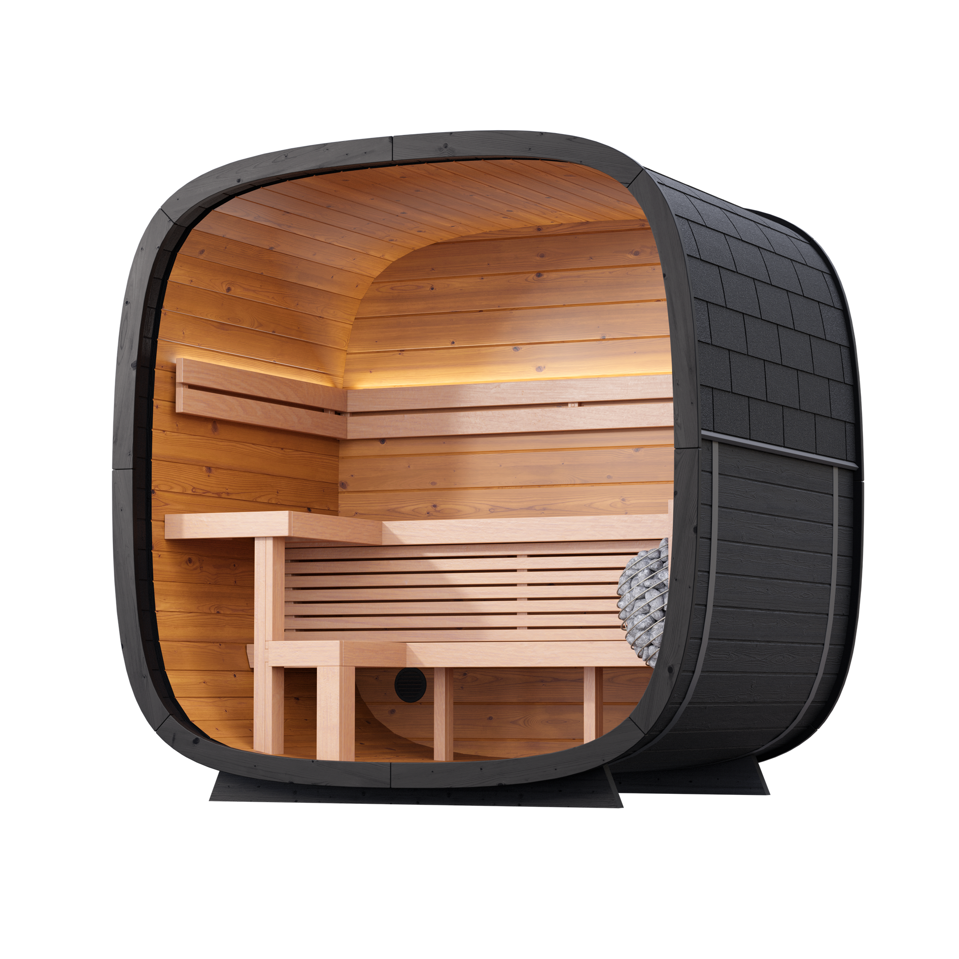 4 Person Outdoor Sauna - Leil® Black Cube Classic