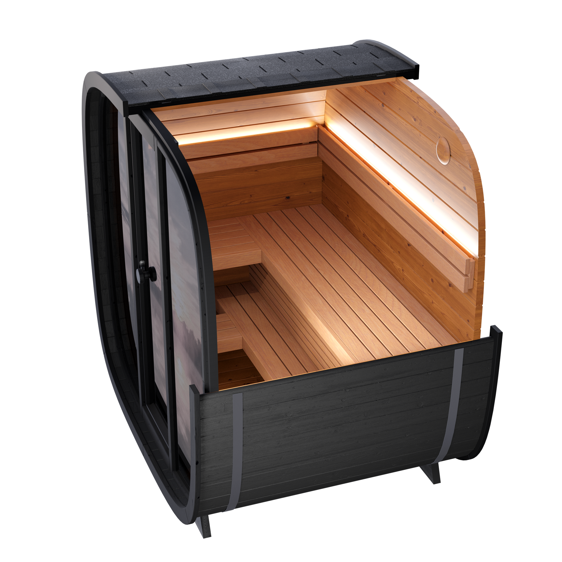 4 Person Outdoor Sauna - Leil® Black Cube Classic