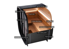 4 Person Outdoor Sauna - Leil® Black Cube Classic