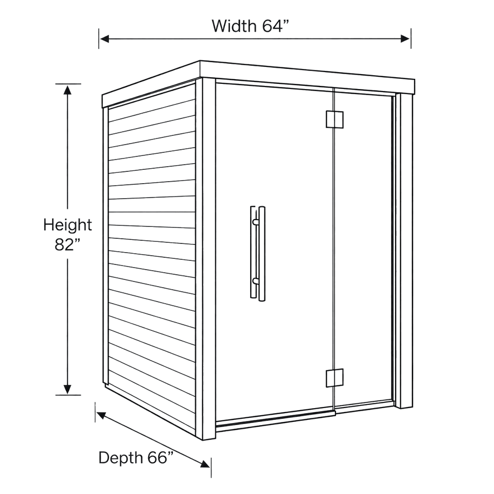 2 Person Indoor Auroom Baia Glass dimensions diagram
