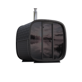 6 Person Outdoor Sauna Leil Black Cube Comfort with black-tinted glass and opposing benches