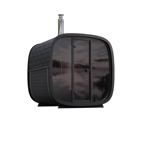 6 Person Outdoor Sauna - Leil® Black Cube Comfort