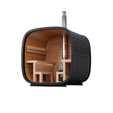 6 Person Outdoor Sauna - Leil® Black Cube Comfort
