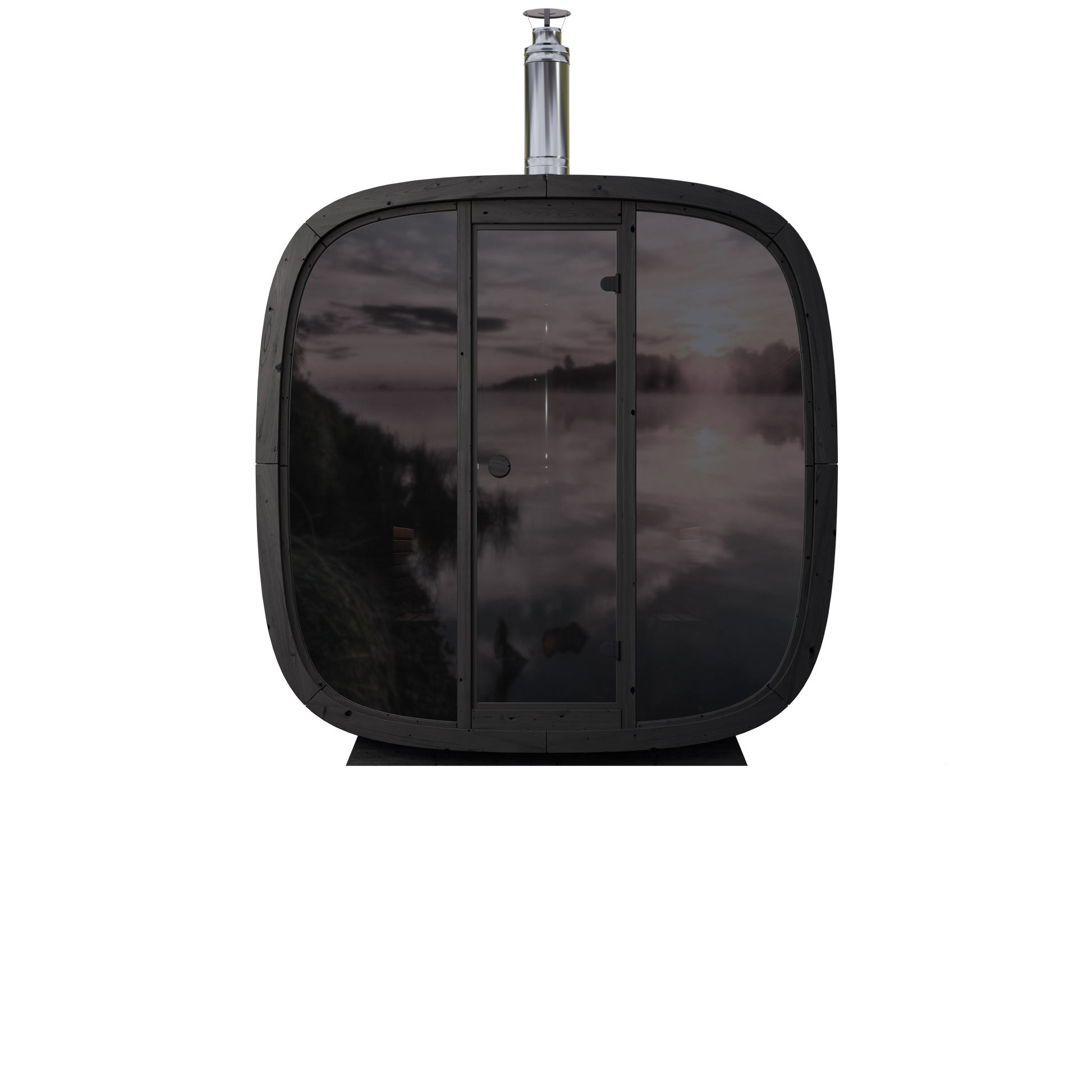 6 Person Outdoor Sauna - Leil® Black Cube Comfort