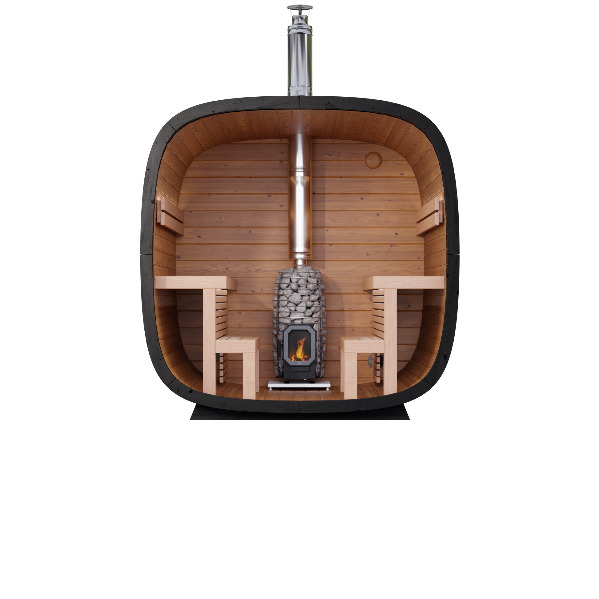 6 Person Outdoor Sauna - Leil® Black Cube Comfort