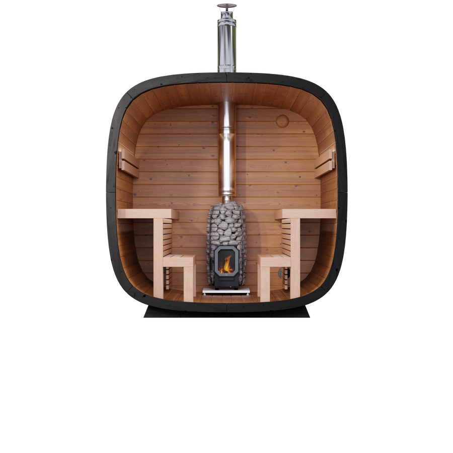 6 Person Outdoor Sauna - Leil® Black Cube Comfort