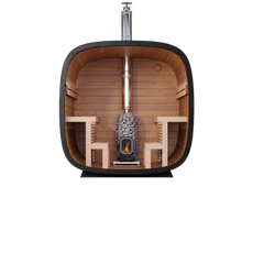 6 Person Outdoor Sauna - Leil® Black Cube Comfort