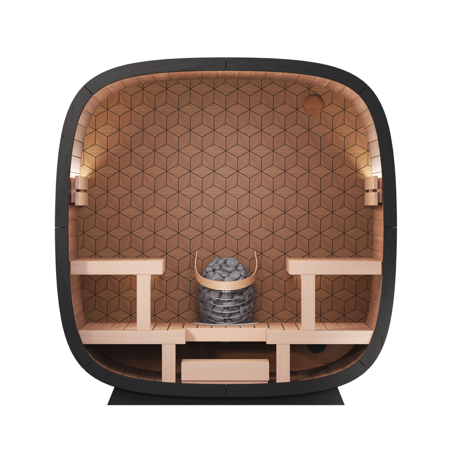 4 Person Outdoor Sauna - Leil® Black Cube Premium
