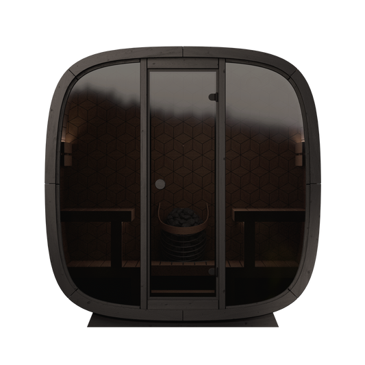 4 Person Outdoor Sauna - Leil® Black Cube Premium