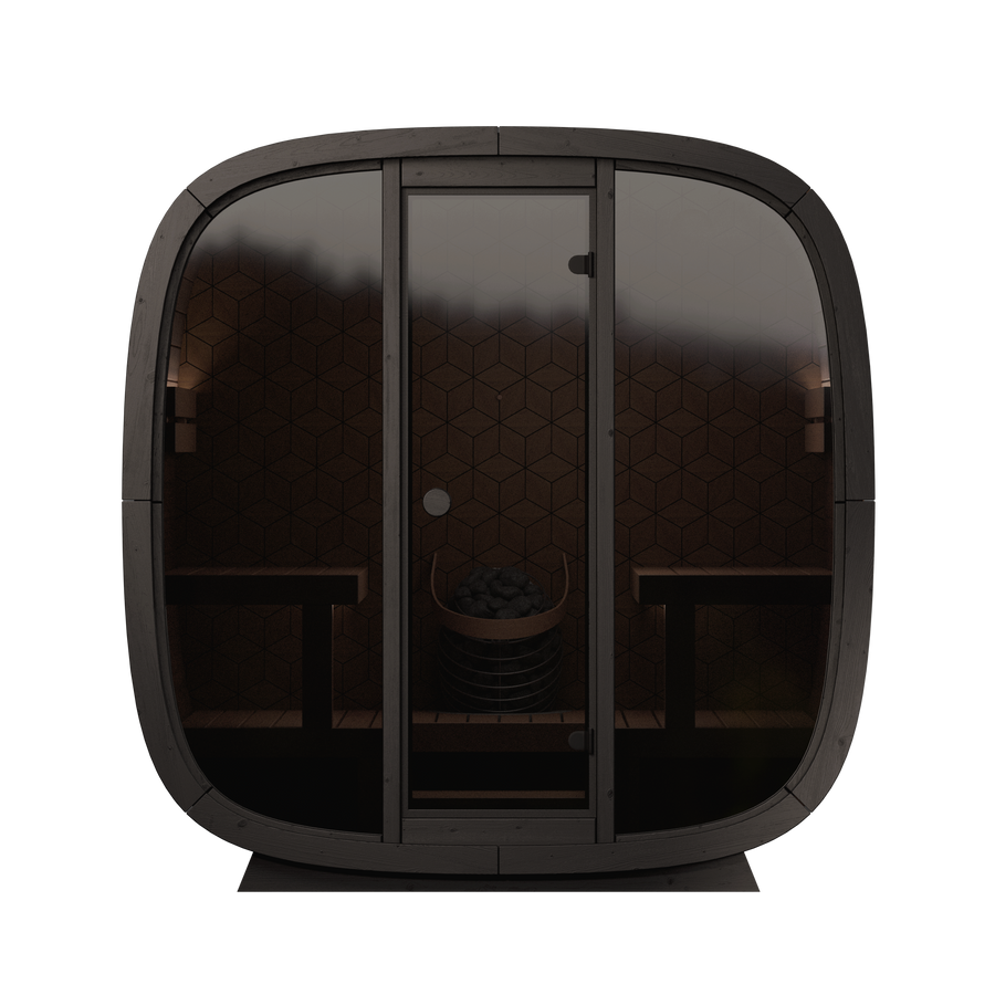 4 Person Outdoor Sauna - Leil® Black Cube Premium