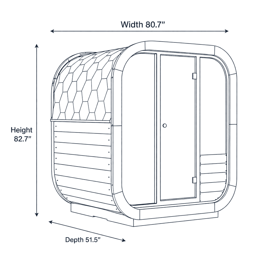 2 Person Outdoor Sauna - Model CL4G dimensions diagram