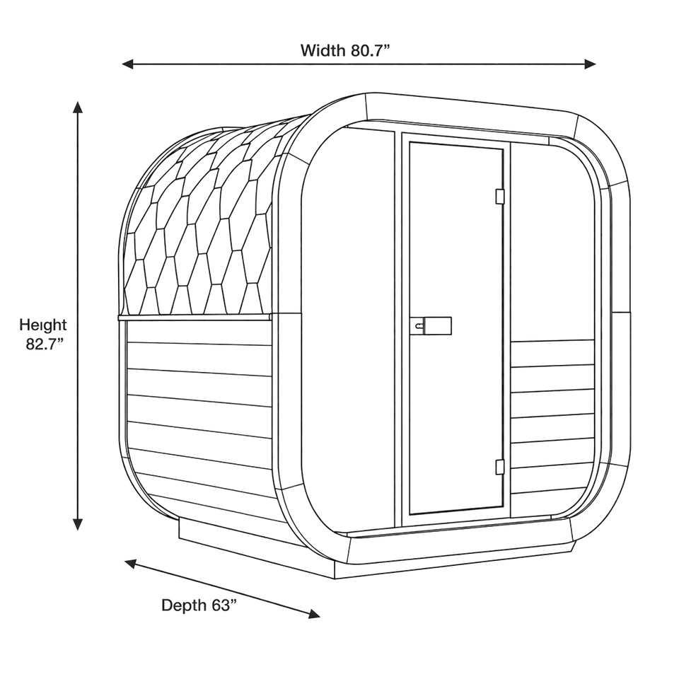 4 Person Outdoor Sauna - Model CL5G dimensions diagram