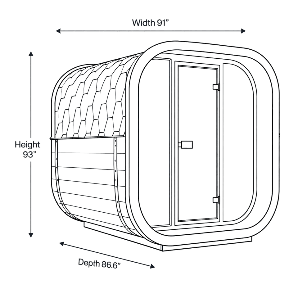 6 Person Outdoor Sauna - Model CL7G dimensions diagram