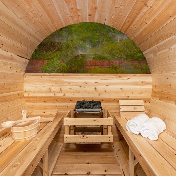 6 person canopy panoramic barrel sauna kit