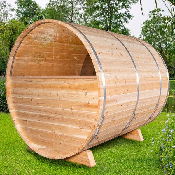 6 person canopy panoramic barrel sauna kit