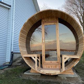 6 person canopy panoramic barrel sauna kit