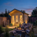 4 Person CT Palmer Cabin Sauna made of Eastern White Cedar with black steel roof and front windows