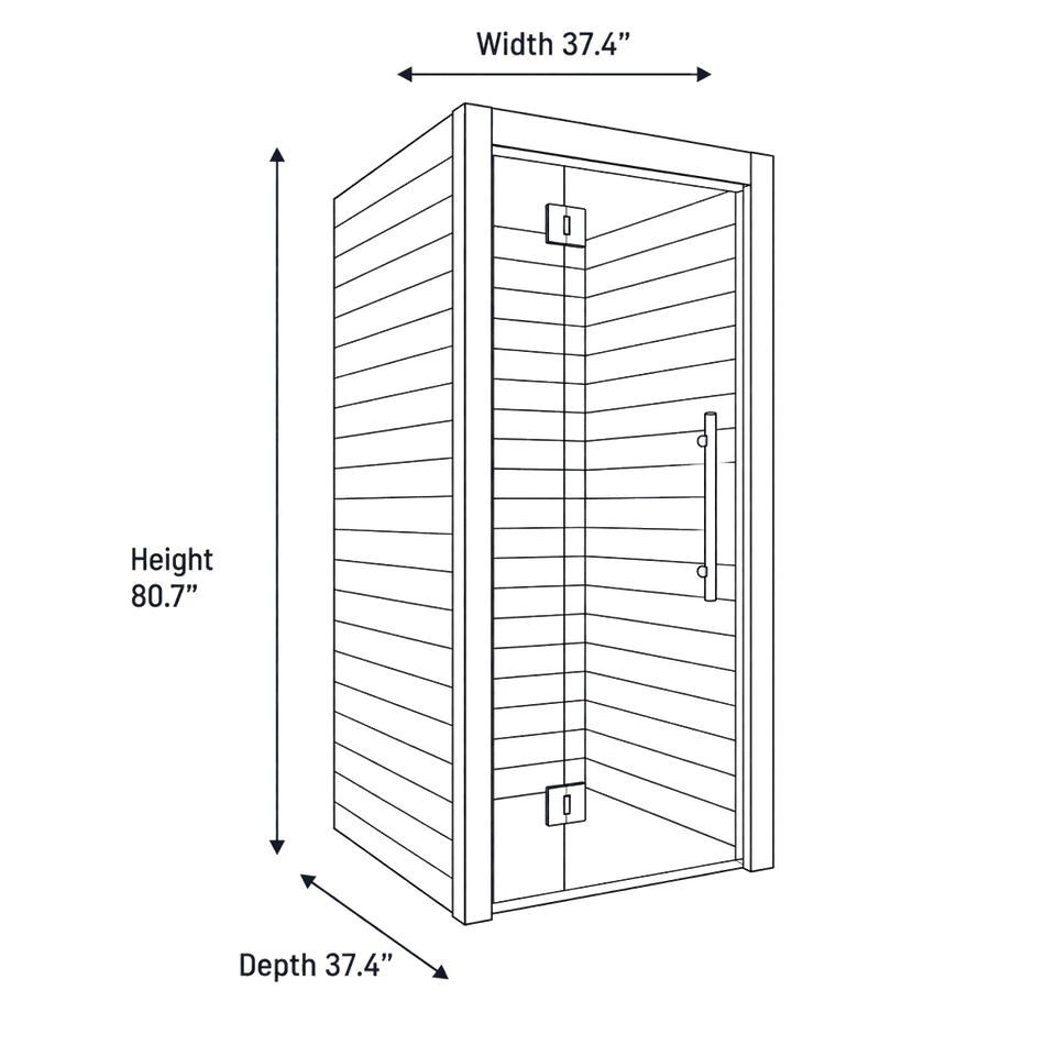 1 Person Indoor Auroom Cala Glass Mini - Thermo Aspen dimensions diagram