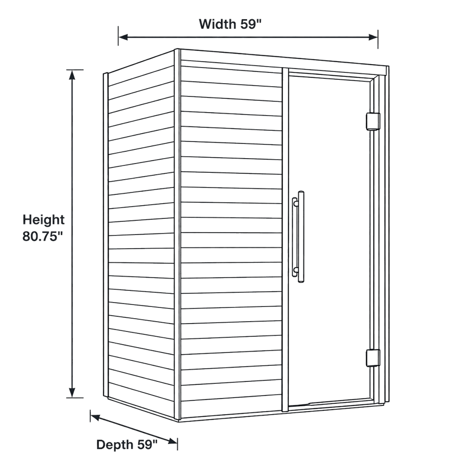 2 Person Indoor Auroom Cala Wood Cabin dimensions diagram