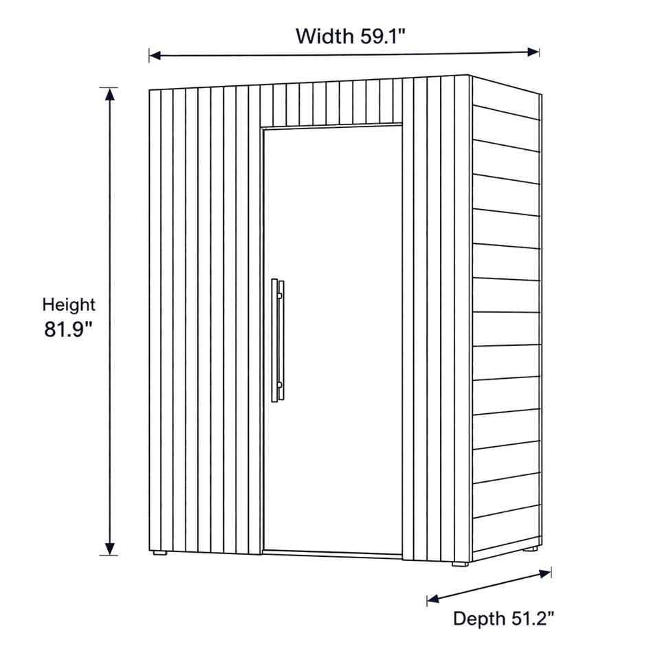 2 Person Indoor Sauna - Leil® Como 2-150 dimensions diagram