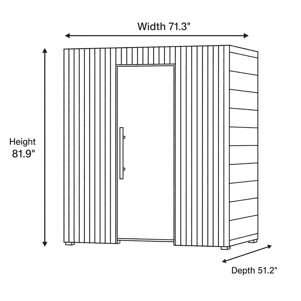 3 Person Indoor Sauna - Leil® Como 3-180 dimensions diagram