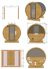 4 Person Barrel Sauna w/ Rear Window - E7W