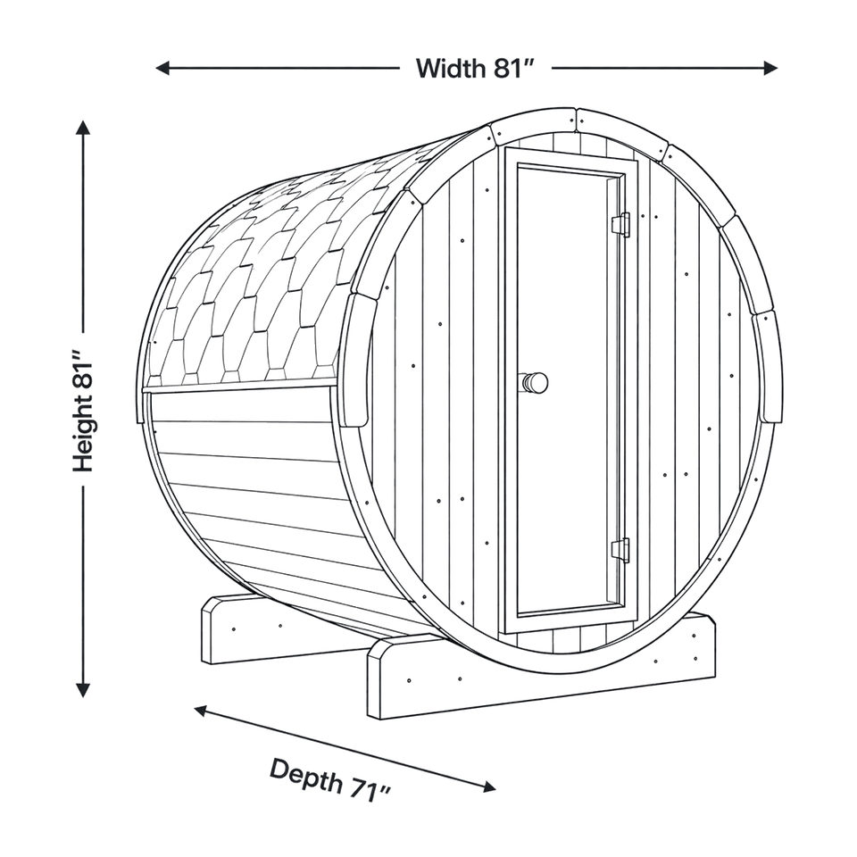 4 Person Barrel Sauna - E7 dimensions diagram