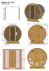 6 Person Barrel Sauna w/Front Window - E8g