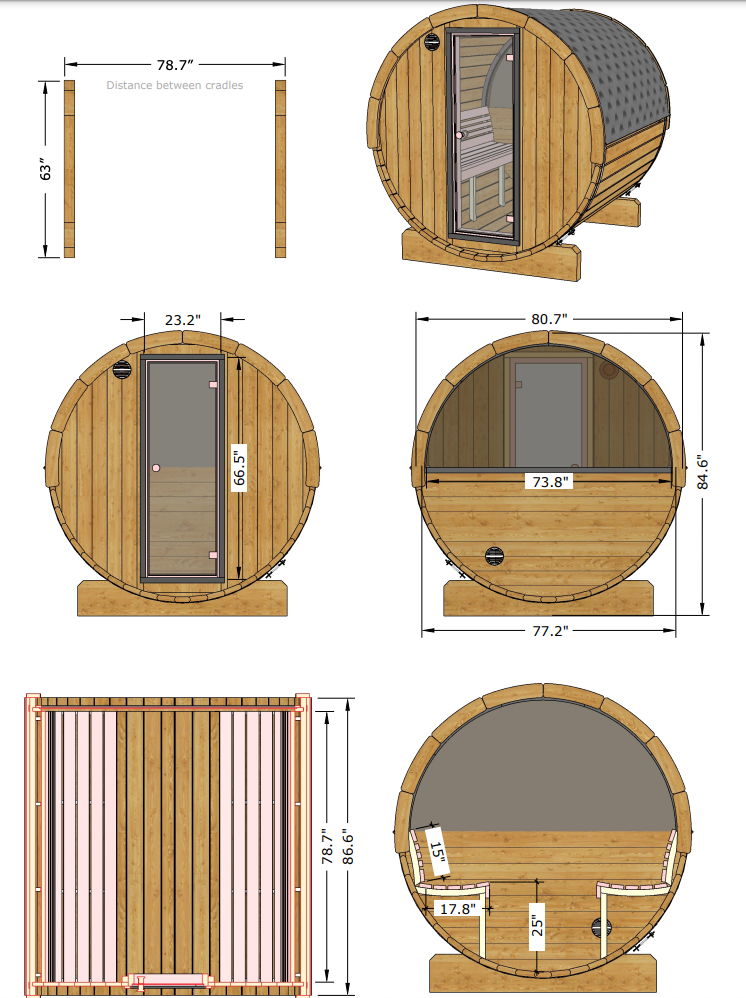 6 Person Barrel Sauna
