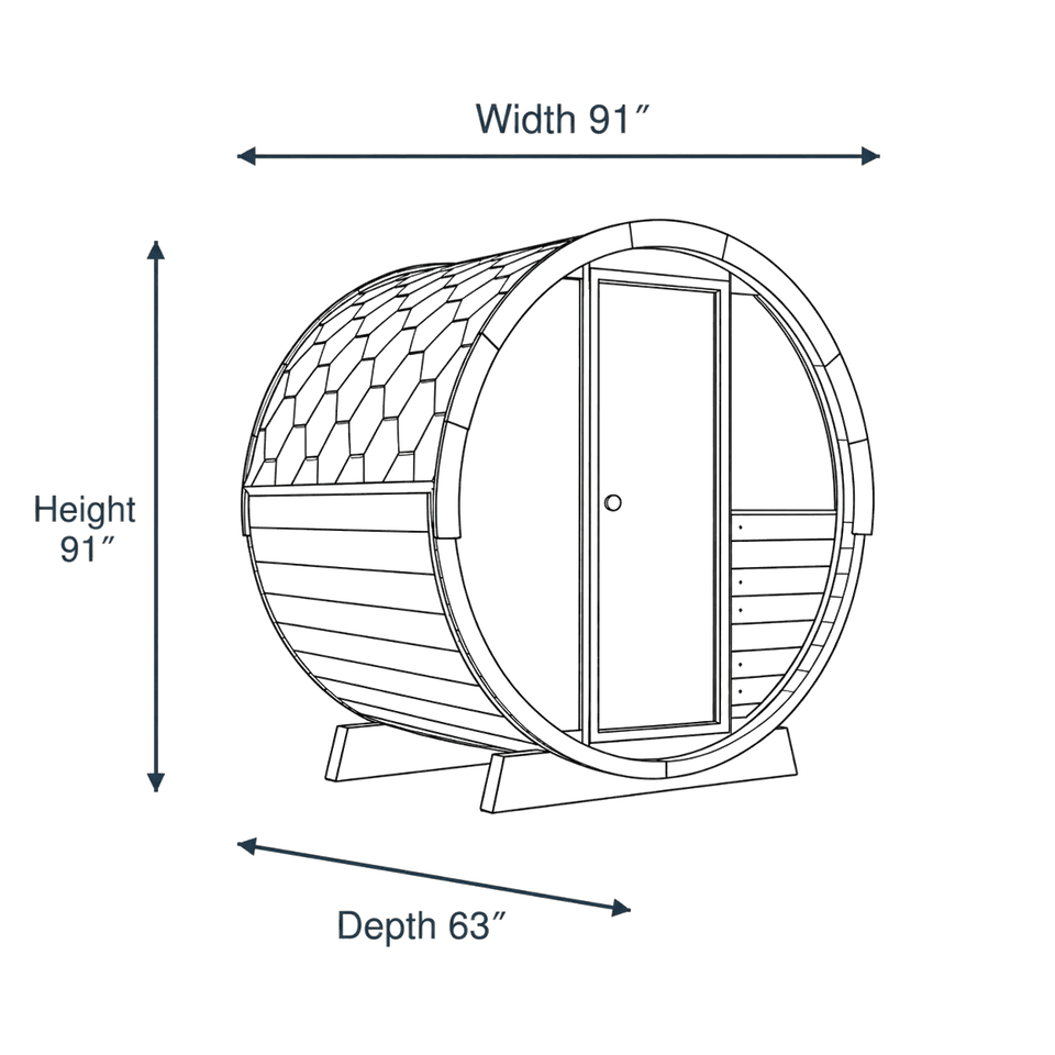 4 Person Barrel Sauna - EE6G dimensions diagram