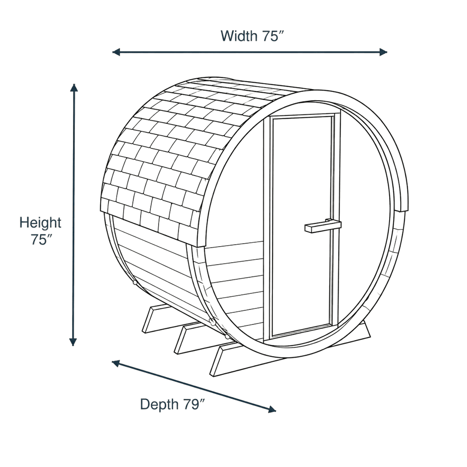 4 Person Hybrid Sauna - FD-6 (Cedar) dimensions diagram