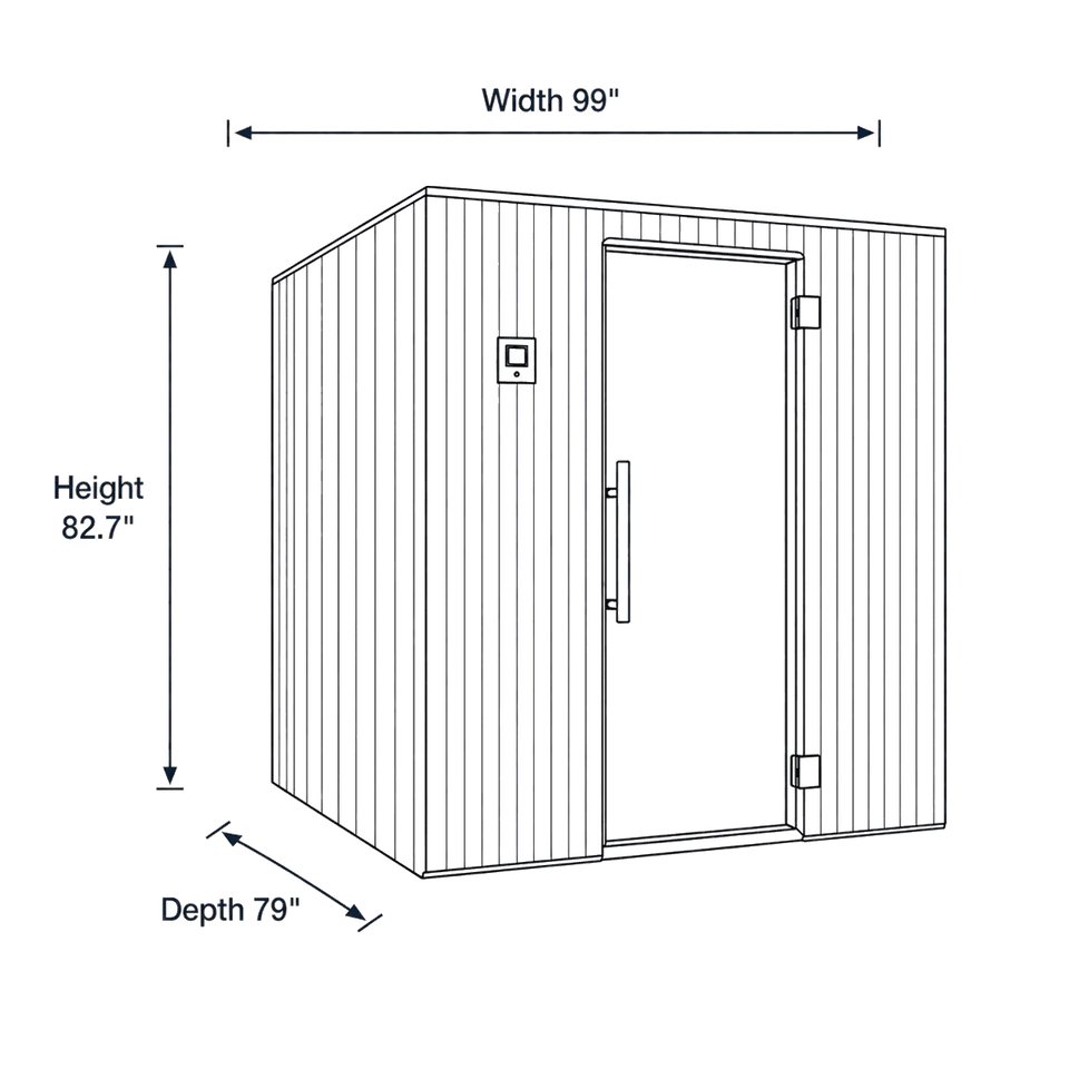2 - 6 Person Indoor Auroom Familia dimensions diagram