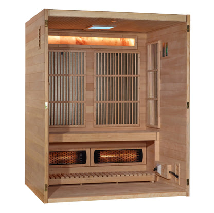 3 Person Hybrid Indoor Sauna (Full Spectrum and Harvia Traditional Stove) - Soria