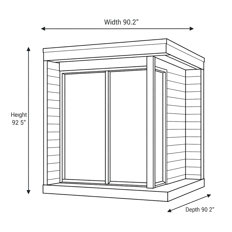 6 Person Outdoor Sauna - Model GL6 dimensions diagram