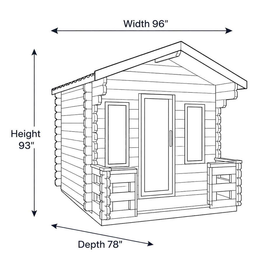 6 Person Cabin Sauna with Porch - Georgian dimensions diagram