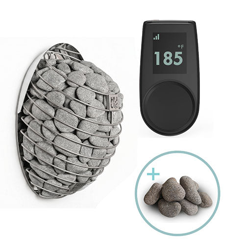 HUUM Drop 9kW Heater, HUUM UKU Control, and Stones