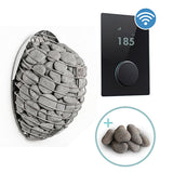 HUUM Drop 9kW Heater, HUUM UKU Black Glass WiFi Control, and Stones