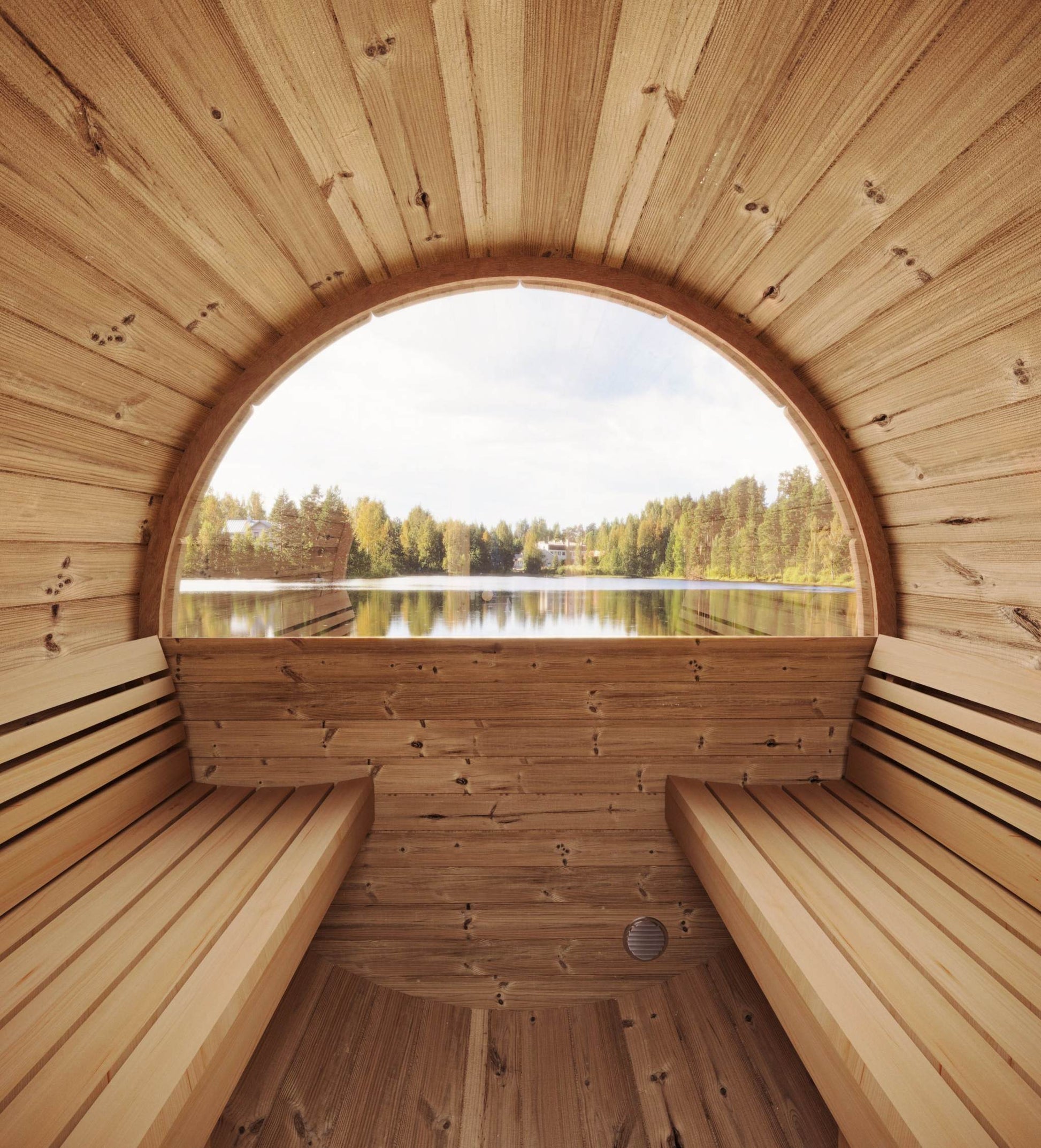 3 Person Barrel Sauna w/ Rear Window - E6W